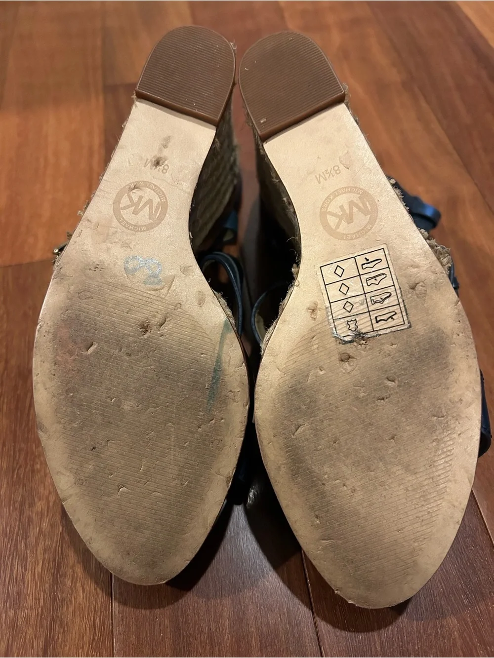 Michael Kors Wedge Espadrille Sandal MK Shoes Blue Size 8.5